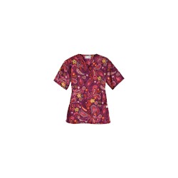 UA Tibetan Tease Wine Print Scrub Top