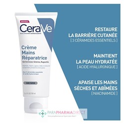 Cerave Crème Mains Réparatrice - Sècheresses Sévère, Rugosités 100 ml