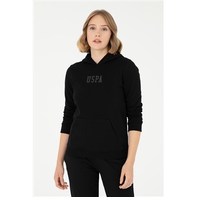 Kadın Siyah Basic Kapüşonlu Sweatshirt