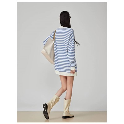 Удлиненный свитер фактурной вязки с воротником стойкой на молнии 💗