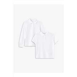 LC Waikiki, LCW Kids Buxe Beyazı Polo Yaka Basic Kız Çocuk Tişört 2'li
