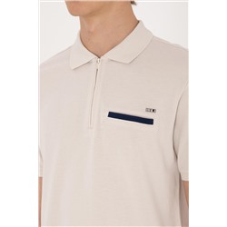 Erkek Regular Fit Fermuarlı Taş Tişört