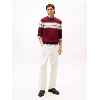 Block-Stripe Crewneck Sweater