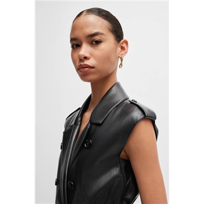 Faux-leather dress with double-breasted front