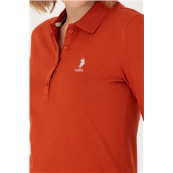 Kadın Kiremit Basic Polo Yaka Sweatshirt