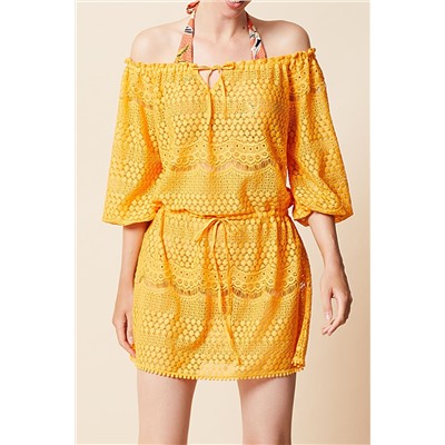 Vestido de playa de encaje Fabulous Amarillo sol