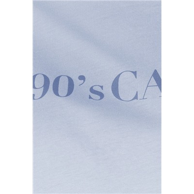 Mavi Geniş Kalıp Baskılı Bisiklet Yaka %100 Pamuk Örme T-shirt TBBSS23BF00015