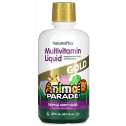 NaturesPlus Animal Parade Gold, Жидкий мультивитаминный комплекс, Тропические ягоды, 887,1 мл