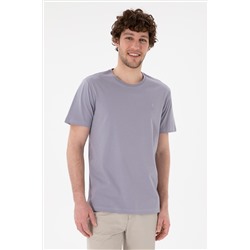Erkek Regular Fit Bisiklet Yaka Gri Basic Tişört