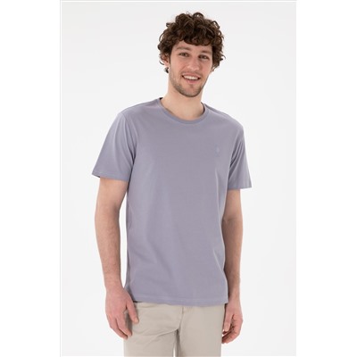 Erkek Regular Fit Bisiklet Yaka Gri Basic Tişört
