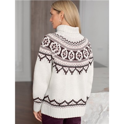 Свитер фактурной вязки из хлопка с акрилом