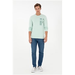 Erkek Su Yeşili Sweatshirt