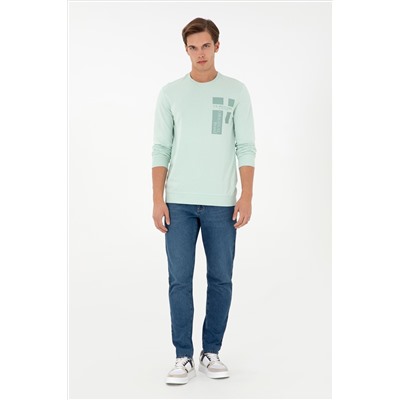 Erkek Su Yeşili Sweatshirt