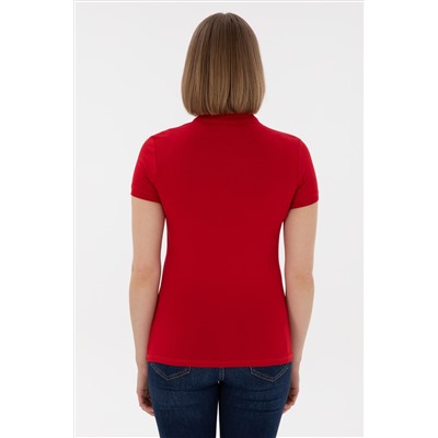 Kadın Kırmızı Basic Polo Yaka Tişört