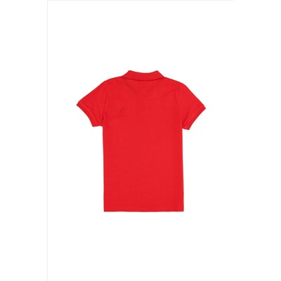 Erkek Çocuk Kırmızı Basic Polo Yaka T-Shirt