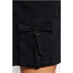 Siyah Kargo Cepli Denim Etek TBBSS23AZ00057