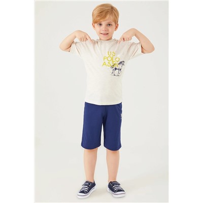 Erkek Çocuk Krem Melanj Pijama Takımı