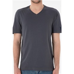 Erkek Regular Fit  V Yaka Antrasit Basic Tişört