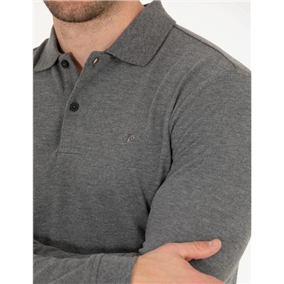 Antrasit Melanj Slim Fit Basic Sweatshirt