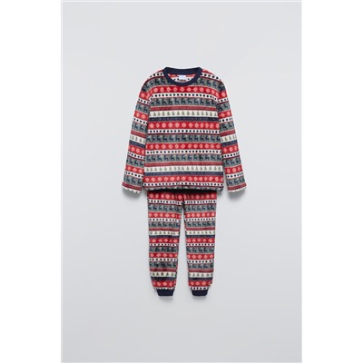AGES 6-14/ GREEK KEY FLEECE PYJAMAS