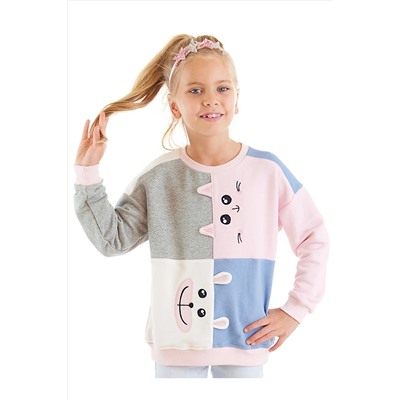 Denokids Kedi Ve Ayıcık Kız Çocuk Sweatshirt CFF-23K1-023