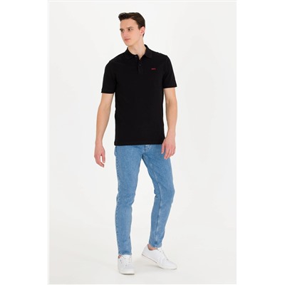 Erkek Siyah Basic Polo Yaka Tişört