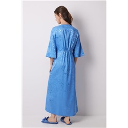 Vestido caftán satén jacquard azul