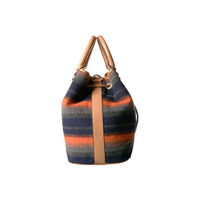 Hannah Drawstring Tote - Bold Stripe Wool