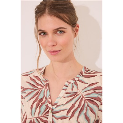 Camisola corta estampado hojas