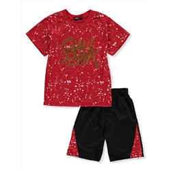 URBAN EDGE BOYS 2-PIECE SLAM DUNK SHORTS SET OUTFIT