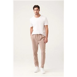 Avva Erkek Vizon Yandan Cepli Beli Lastikli Keten Dokulu Relaxed Fit Rahat Kesim Pantolon E003052