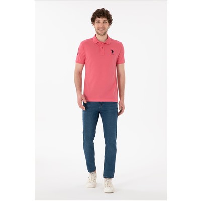 Erkek Slim Fit Polo Yaka Pembe Basic Tişört