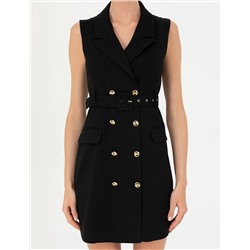 Siyah Slim Fit Dokuma Elbise