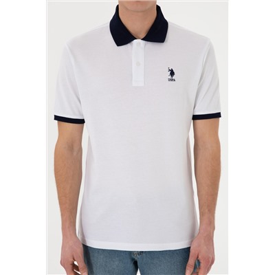 Erkek Regular Fit Polo Yaka Beyaz Basic Tişört
