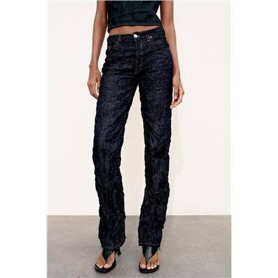 TRF CREASED-EFFECT MID-RISE JEANS