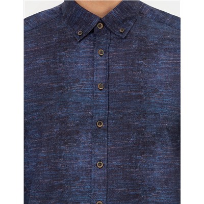 Lacivert Slim Fit Uzun Kollu Gömlek