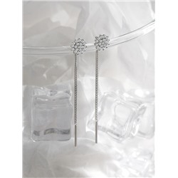 Серьги-продёвки из серебра с фианитами родированные 925 пробы С-2946-Р