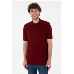 Erkek Regular Fit Polo Yaka Bordo Basic Tişört