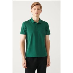 Avva Erkek Yeşil %100 Pamuk Standart Fit Normal Kesim 3 Düğmeli Kıvrılmaz Polo Yaka T-shirt E001035