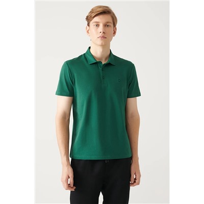 Avva Erkek Yeşil %100 Pamuk Standart Fit Normal Kesim 3 Düğmeli Kıvrılmaz Polo Yaka T-shirt E001035
