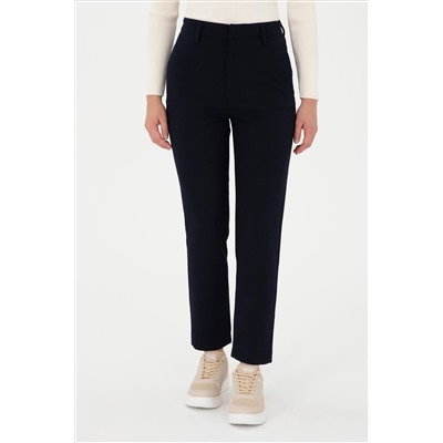 Kadın Lacivert Carrot Hight Waist Fit Kanvas Pantolon