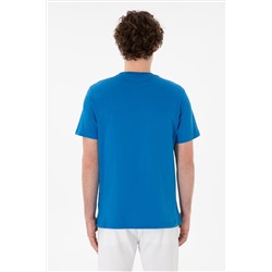 Erkek Regular Fit Bisiklet Yaka Kobalt Mavi Basic Tişört