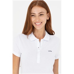 Kadın Beyaz Basic Polo Yaka Tişört