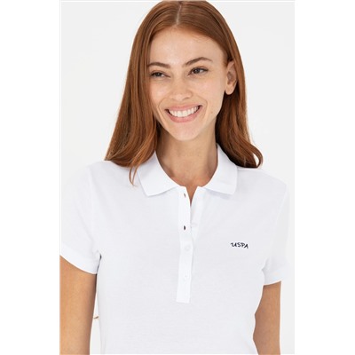 Kadın Beyaz Basic Polo Yaka Tişört