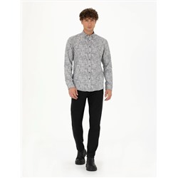 Siyah Slim Fit Kanvas Pantolon
