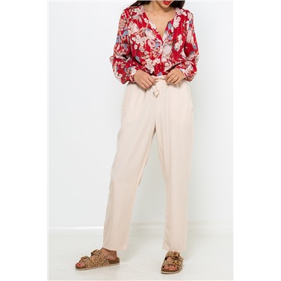 Pantalón recto Beige