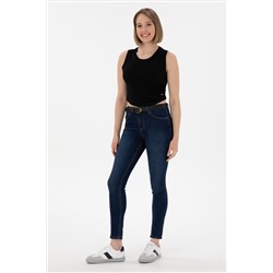 Kadın Siyah Kolsuz Bisiklet Yaka Crop Basic Tişört