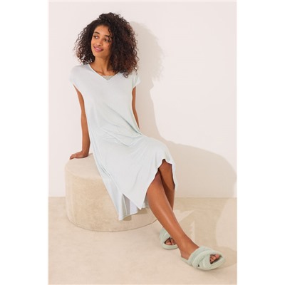 Camisón midi viscosa verde rayas