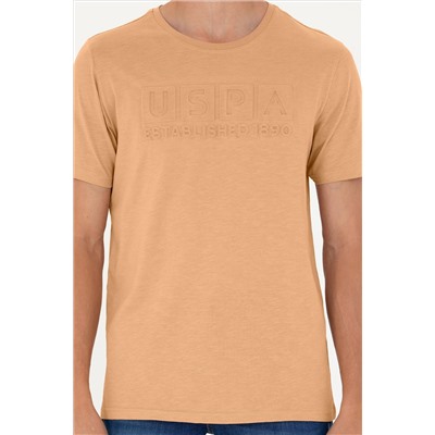 Erkek Regular Fit Bisiklet Yaka Camel Tişört