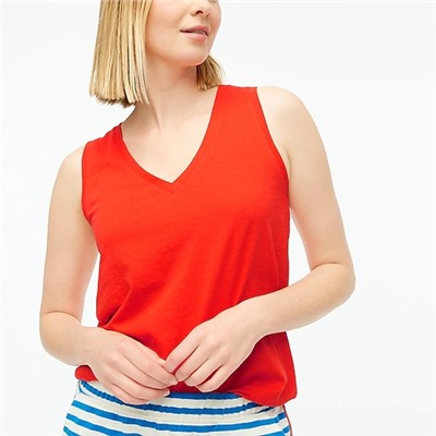 Easy cotton-blend V-neck tank top